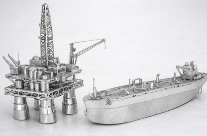 Metal oil rig and tanker mini 3D puzzle
