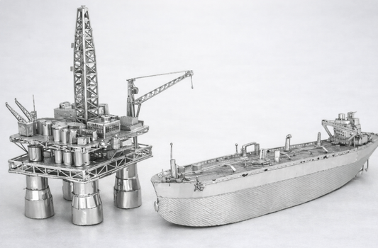 Metal oil rig and tanker mini 3D puzzle