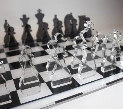 Acrylic Chess Set Noir & Clear