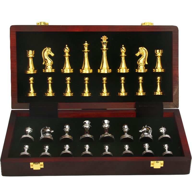 Gold and Silver Foldable Chess Set