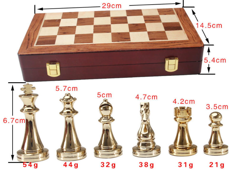 Gold and Silver Foldable Chess Set