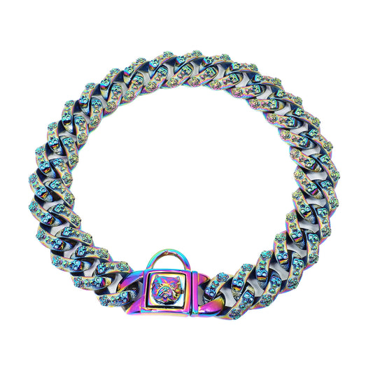 Cuban Link Chain Punk Rock Skull Dog Collar