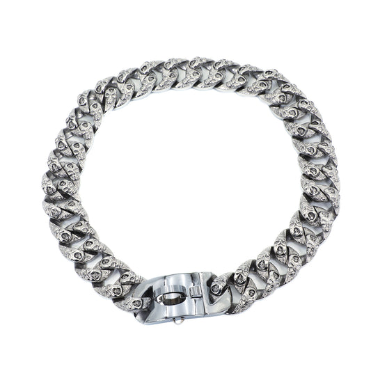 Luxury Silver Skull Carving Cuban Link Chain Dog Collar